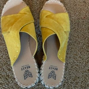 Yellow Suede slip on shoes size 9